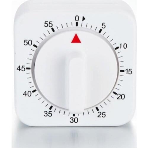 2pcs 60 Minutes Kitchen Timer Count Down Alarm Reminder White Square Mechanical Timer for Kitchen Food Preparation Baking