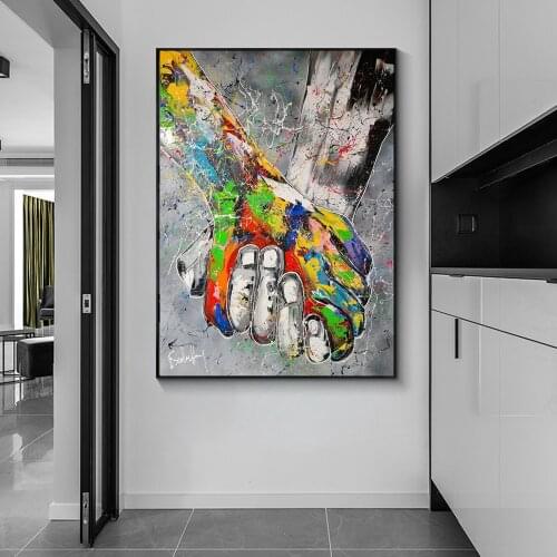 Lover Graffiti Art Hand In Hand Oil Painting on Canvas Wall Art Posters Prints Wall Pictures for Living Room Home Cuadros Decor