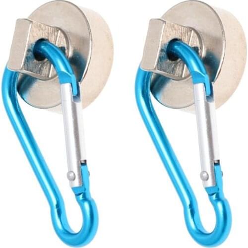 2 Pcs Magnetic Hooks 22kg Heavy Duty Magnet With Swiveling Carabiner Magnet Snap Hook For Hanging Bag Kitchen Garage