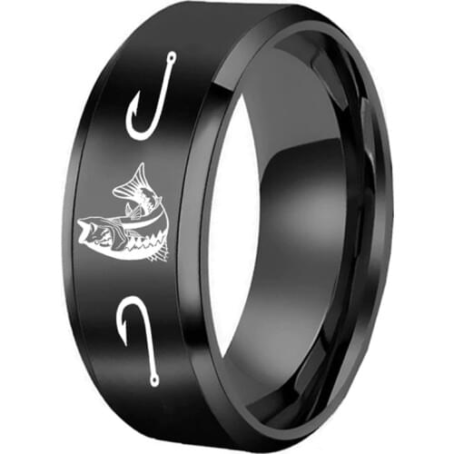 MIQIAO Stainless Steel Fish Symbol Pesca Blu Hunting Fishing Hobby Fans Rings for Men Women Couple Gift Jewelry Fashion guise