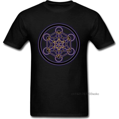 Metatron Blue 2018 Men Black T-shirt Mystery Geometric Graphic T Shirts Cotton Clothing Custom Store Hip Hop Streetwear