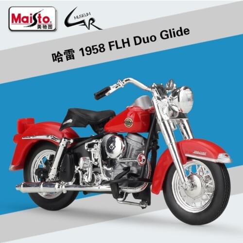 Maisto 1:18 Harley 1958 FLH Duo Glide Model Car Simulation Alloy Motorcycle Metal Toy Car Childrens Toy Gift Collection