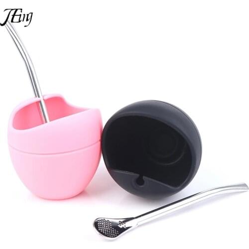 5oz Silicone Bombillas Yerba Mate Cup Set Tea Cup With Yerba Bombilla Straw