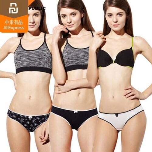 3pcs xiaomi mijia ladies underwear cotton Japanese and Korean low waist sexy thin lace side youth student girls pants