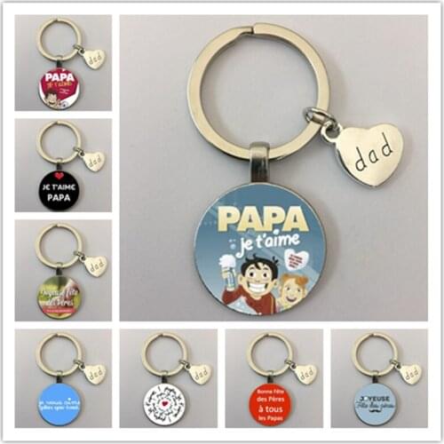 New fashion je taime papa keychain father gift jai un papa key buckle suitable for dad suitable for mens jewelry gift