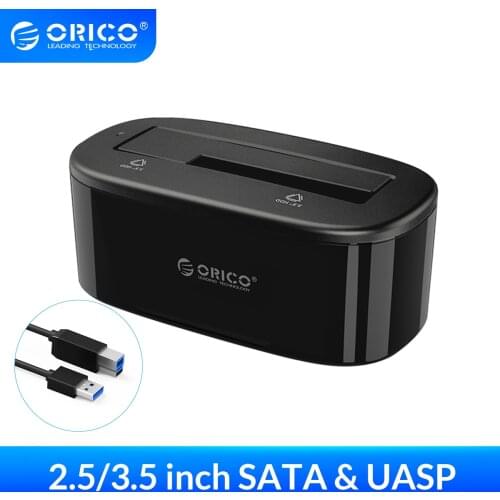 ORICO UASP 2.5 3.5 inch Hard Drive Docking Station USB3.0 18TB Simple-bay HDD Enclosure and SSD Hard Drive Dock -Black(6218US3