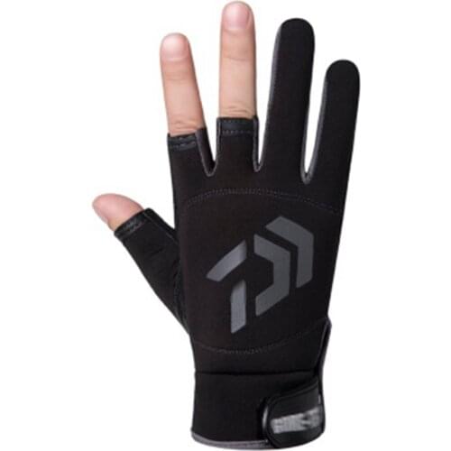 Fly Fishing Gloves Outdoor 3 Fingers Cut Glove Woterproof Fishing Accessories Outdoor Hiking Anti-slip Angling SBR Gloves