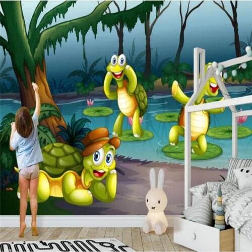 Custom wallpaper 3D cartoon cartoon forest animal world childrens room mural background wall high-grade waterproof material
