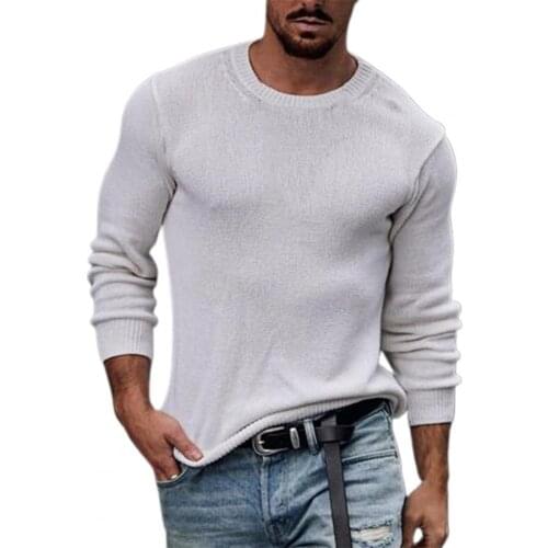 Dropshipping!!Autumn Sweater Solid Color Knit Pullover O-Neck Men Top for Daily Wear