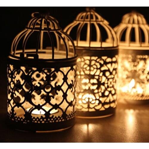 Hollow Pattern Bird Cage Can Hold Candles Metal Candle Holders Creative Home Furnishings