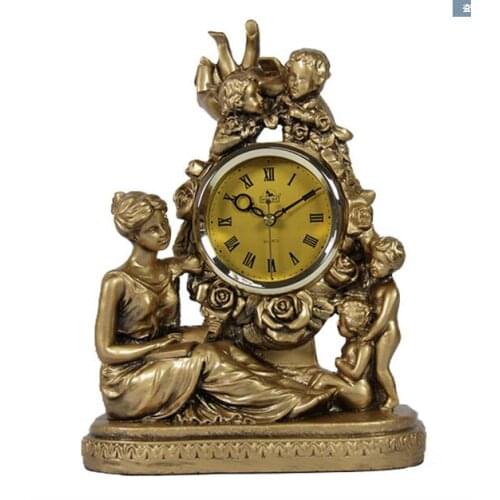 RETRO-EUROPEAN BELL LIVING ROOM CREATIVE SILENT CLOCK BEDSIDE CABINET ELECTRONIC CLOCK AND TV CABINET CRAFTS HOME STATUES