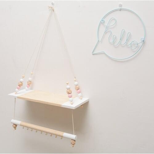 Nordic Baby Room Wooden Wall Storage Shelves Home Decor Kids Room Wall Decorations Racks Christmas Best Gifts