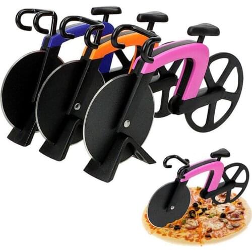 Stainless Steel Pizza Knife Two-wheel Bicycle Shape Cool Round Bike Cutter Knife Pizza For Biscuits Cakes Cutting knives