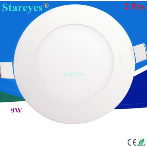 Free shipping 2 pcs Round LED Panel Lights 9W AC 85-265V 145mm 810lumen smd 2835 lamp bulb led ceiling light warm / cool white