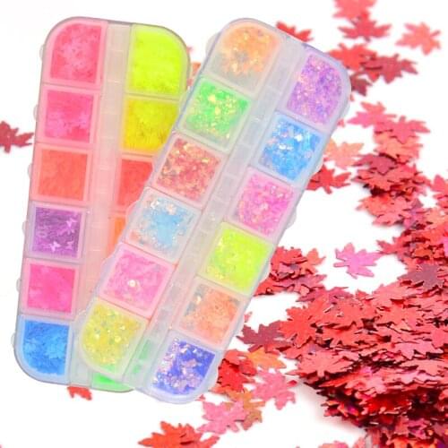 WUF 3D Butterfly Round shape Slice Nail Sequins Flakes Holographic Iridescent Glitter Nail Art Decoration Colorful Manicure