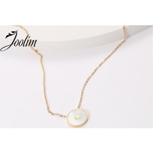 Joolim Jewelry PVD Gold Finish Eight Star Caladium Pendant Necklace Stylish Stainless Steel Necklace