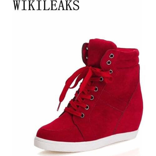 2020 Height Increasing Luxury Shoes Women Designers Platform Sneakers High Top Genuine Suede Women Shoes Wedges Shoes For Women