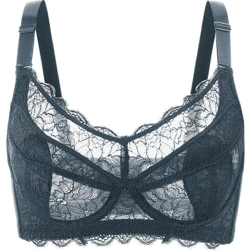 Womens Bra Full Coverage Non Padded Underwire Big Large Size Lace Bralette Female Lingerie 34 36 38 40 42 44 46 B C D E F G H