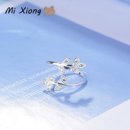 Mi Xiong 925 Sterling Silver Womens Rings Branch Leaves Engagement Wedding Elegant Fine Jewelry Luxury Exquisite Gift Classic