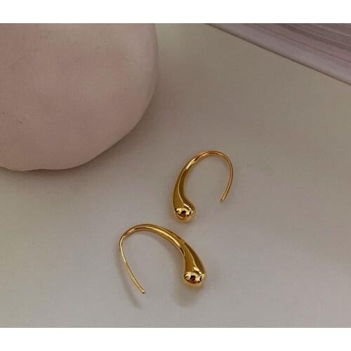 Brass With 14K Gold Waterdrop Drop Earrings Women Jewelry Punk Party Gown Runway rare Boucle Korean Japan INS Trendy Top