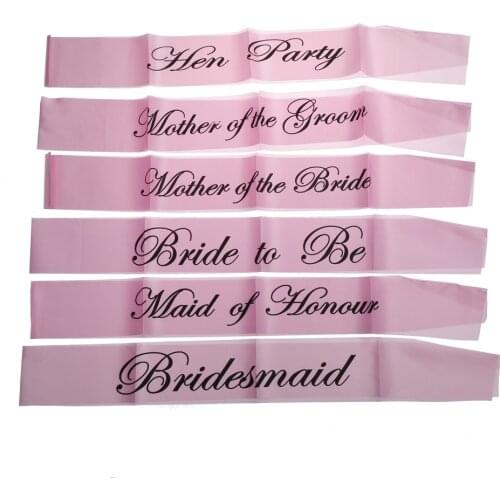 1pc Hen party Pink Bride To Be Bridesmaid Sash Bride Sash Bridal Shower Party Girl Decoration Bachelorette Party Supplies