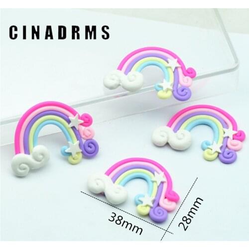 10PCS 28mmX38mm Tiny Cute Polymer Clay Rainbow|Soft Clay Rainbow Miniatures|Party Decoration Supplies