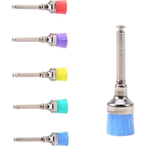 100pcs Mixed Color Nylon Flat Polishing Polisher Brushes Dental Use Disposable