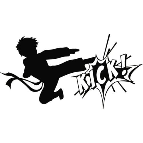 17.9CM*9.4CM Karate Boy Fighting Kick Martial Arts Car-Styling Car Sticker Vinyl