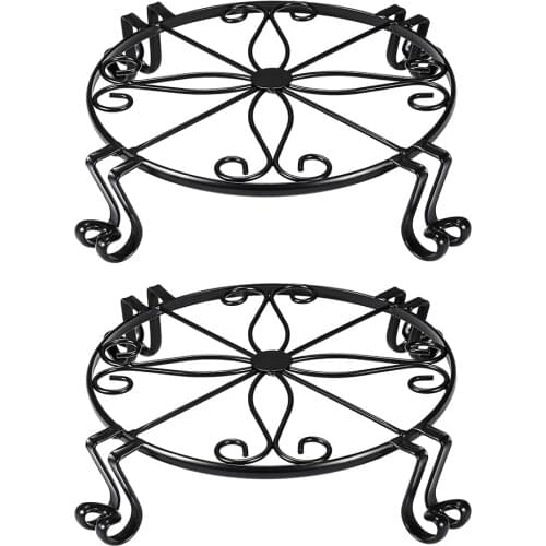 2-Pack Plants Flower Stand Garden Container Round Supports Rack Outdoor Planter Holder for Patio Backyard Garden