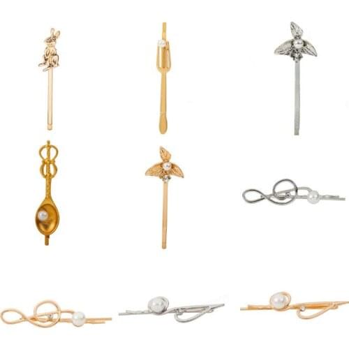 200pcs/lot DIY Simple Multi Alloy Geometry Rabbit Leaf Hair Clips Note Bang Hairpins Hair Styling Tools Accessories HA1517