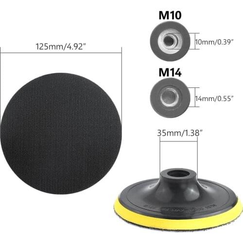 5" 125mm M8 M10 M14 For Woodworking Self-adhesive Sandpaper Disc Holder Sanding Disc Pad for Dremel Electric Grinder Rotary Tool