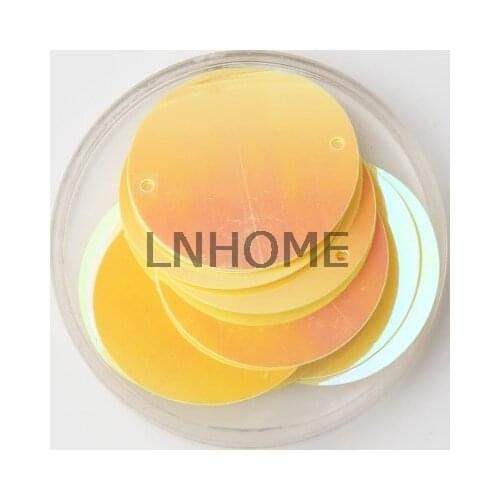 50g Large Round Sequins 30mm PVC Flat Paillette For Crafts Belly Dance Costumes Accessories With 2 Side Holes Yellow AB