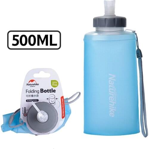 500ML Mini Sports Bottle Water Bottles Outdoor Cup Portable Silicone Folding Drinkware With Straw NH61A065-B Naturehik