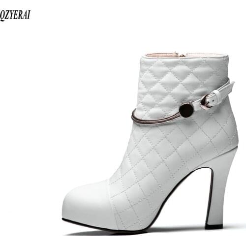 QZYERAI Genuine leather women boots European brand Female boots 10cm High heels fashion Womens shoes Size 34-40