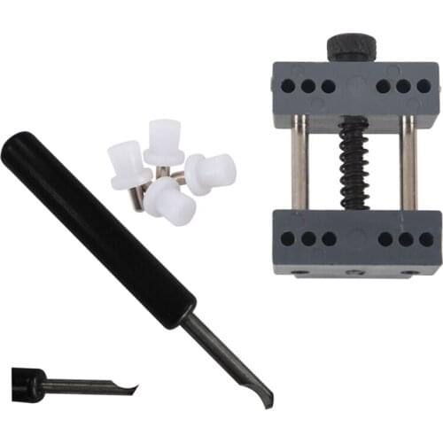 Watch Opener Tool Case Opener Pry Type Repair Tools (Black) & Grey Adjustable Repair Vise Tool for Watch Back Case Cover Opener