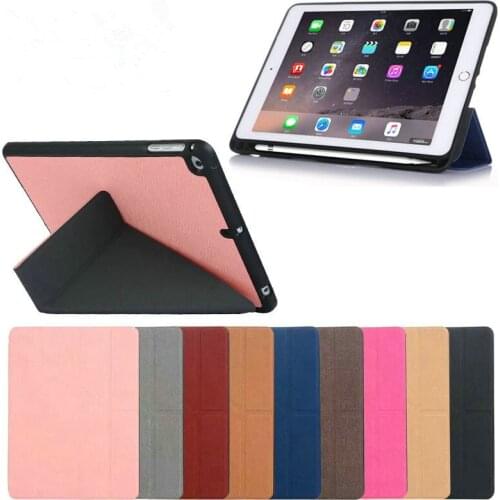 Case For iPad Air 1 Air 2 5th 6 New iPad 9.7 2017 2018 case for iPad Pro With Pencil Holder Smart fabric Trifold case kimTHmall