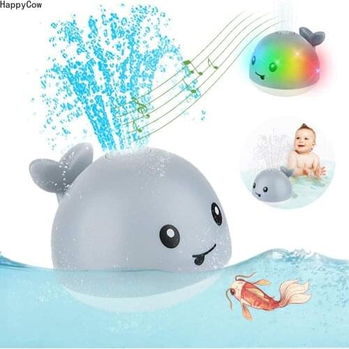 Baby Spray Water Bath Toy Automatic Induction Sprinkle Swim Pool Lighting Gift Summer Outdoor Fun Play Whale Bubble Game Shower