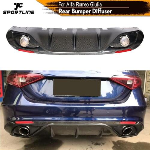 Rear Bumper Lip Diffuser Spoiler for Alfa Romeo Giulia Sedan Quadrifoglio TI 4 Door 2017 - 2019 Carbon Fiber Diffuser Spoiler
