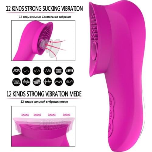 12 Speeds Oral Tongue Licking Dildo Vibrator Nipple Sucker Clitoral Stimulation Sucking Vibrator for Women Adults Sex Toys