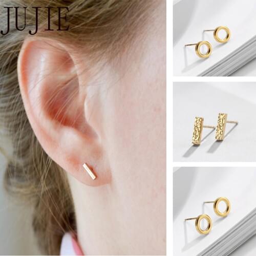 JUJIE Fashion Geometric Stud Earrings For Women 2021 Classic 316L Stainless Steel Ear Korean Jewelry Wholesale/Dropshipping