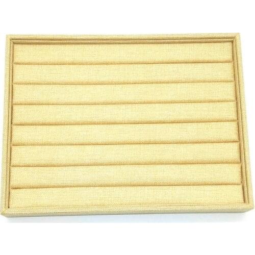 Quality Linen Jewelry Display Tray Necklace Holder Pendant Storage Box Ring Earring Case Bracelet Organizer Bangle Showcase