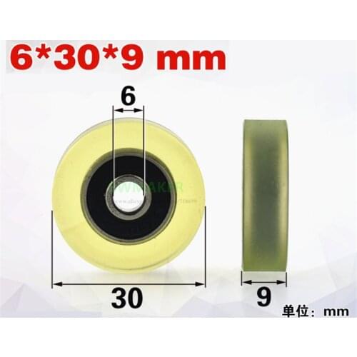 SWMAKER 6*30*9mm PU coated wheel Wear resistant and mute for Drawers precision instrument medical equipment bearing pulley