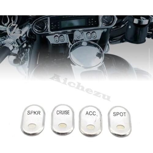 4 Pcs Motorcycle Rocker Switch SPOT CRUISE SPKR ACC Button Cover Kit for Harley FLHTCU FLHTK FLHTCUSE FLTR FLTRU FLTRSE FLHTCUTG