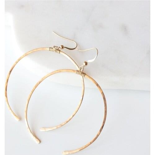 Hammered Moon Earrings Handmade 14K Gold Filled Jewelry Boho Brincos Vintage Pendientes Earrings For Women Fine Jewelry