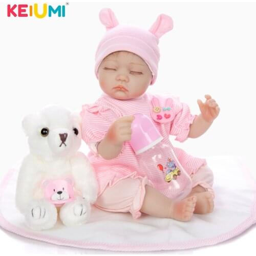KEIUMI Pink Cute as sleeping 17 Inch 42 cm Lifelike Reborn Baby Doll Soft Silicone Reborn Little Baby Toy For Kid Birthday Gift