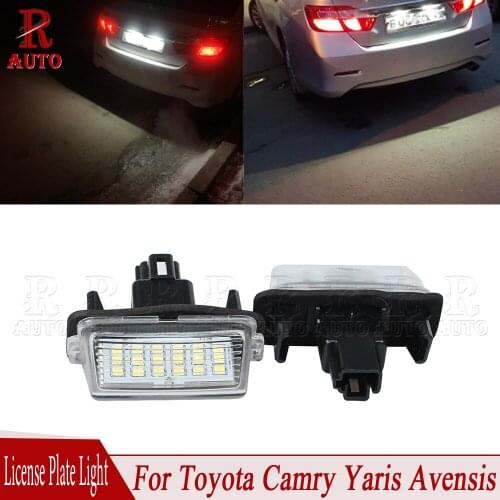 R-AUTO 2 Pcs 18LED Car Rear Number License Plate Light Lamp Super White Error Free For Toyota Avensis 2013 2014 2015 2016