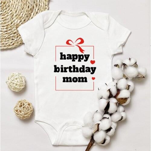 Summer Baby Clothes HAPPY Birthday MOMMY Short Sleeve Letters Toddler Rompers New Born Clothes Ropa De Bebes Body Suit