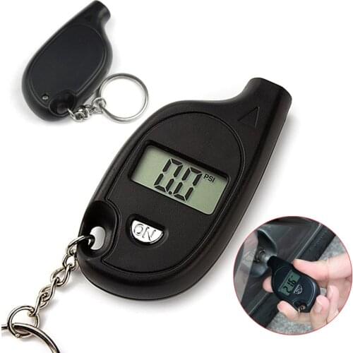 Mini Keychain Style Tire Gauge Digital Lcd Display Car Tire Air Pressure Tester Meter Auto Car Motorcycle Tire Safety Alarm