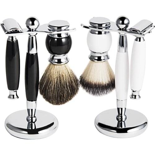 Mens Razor Retro gentleman Manual Safety Shaving Razor Shaver Knife Sets +1 Holder Stand +1 Brush Professional Shaving Tool Set