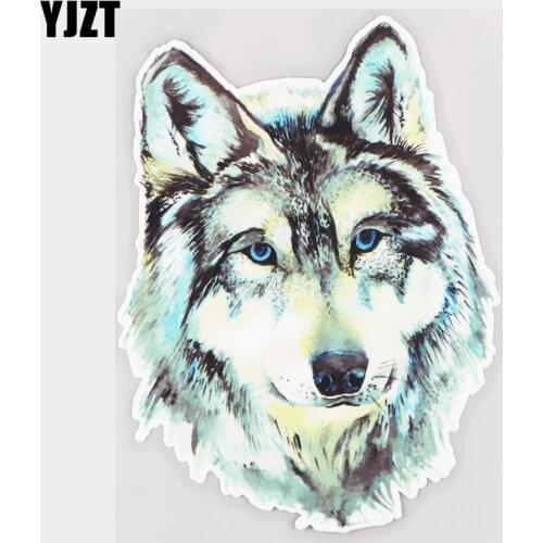 YJZT 14.5×19.4CM Watercolor Wolf Head Personality Body Decoration Car Sticker Animal Decals 21A-0081